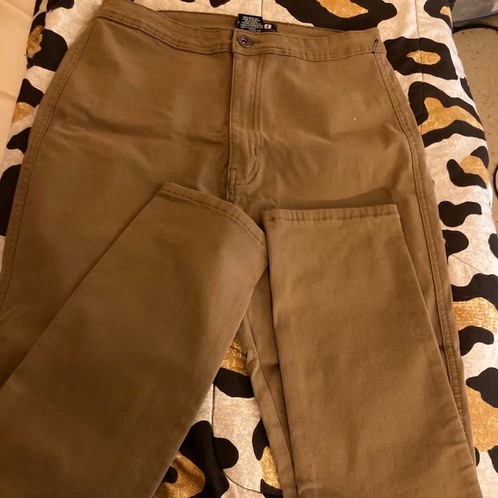 Plus size high wasted khaki stretch jeggings